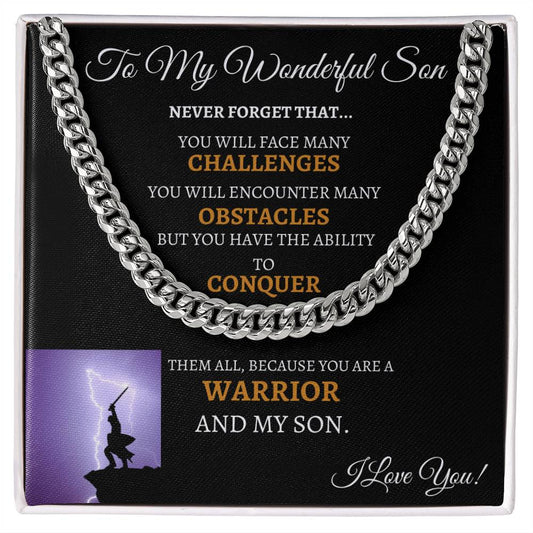 TO MY SON CUBAN LINK MESSAGE CARD