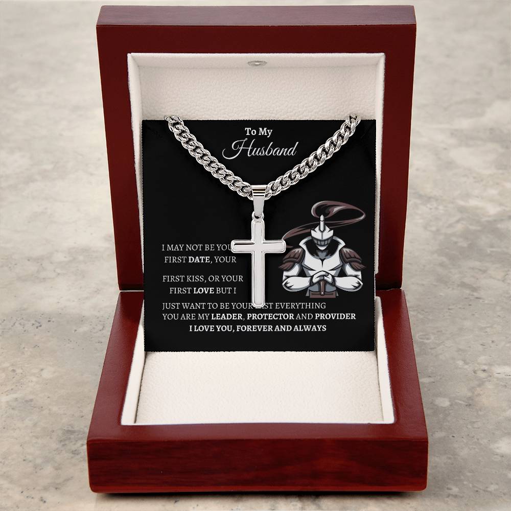 FOR YOUR HUSBAND MESSAGE CARD AND CUBAN W/ CROSS