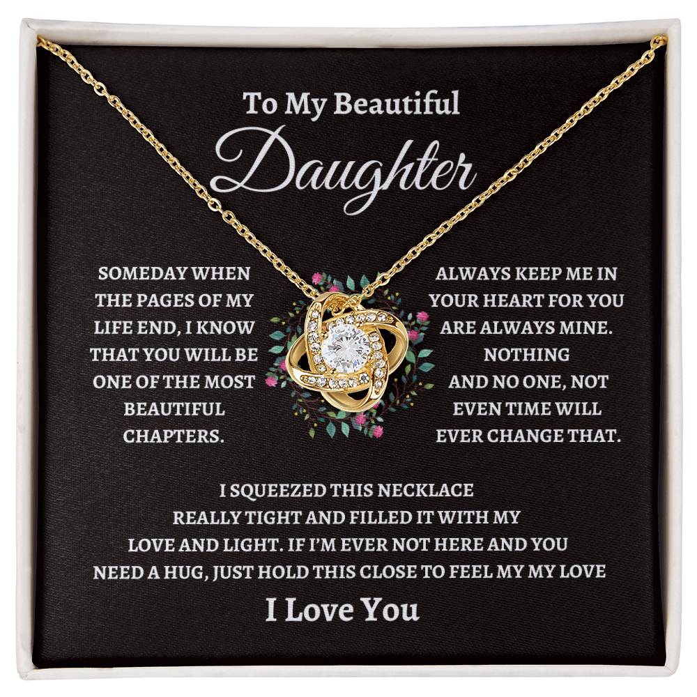 Daughter's Beautiful Love Knot Necklace with MC (Black)