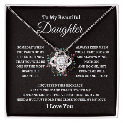 Daughter's Beautiful Love Knot Necklace with MC (Black)