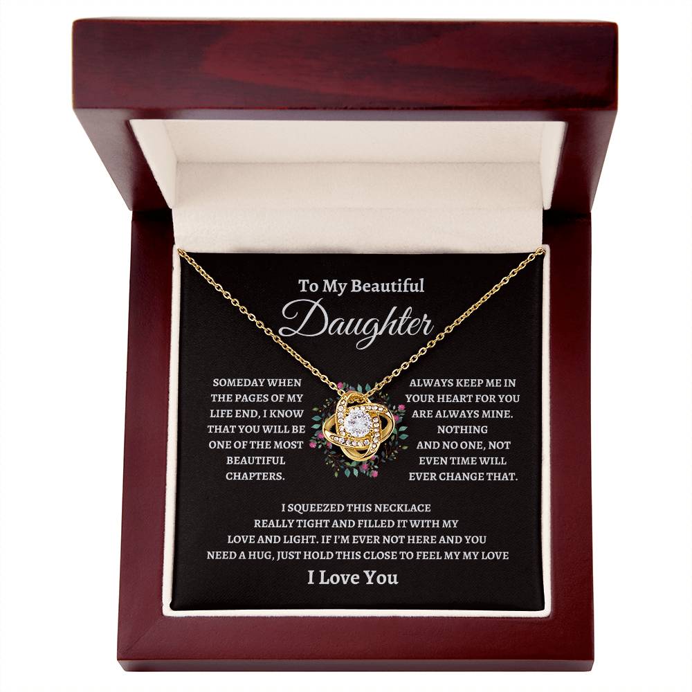 Daughter's Beautiful Love Knot Necklace with MC (Black)