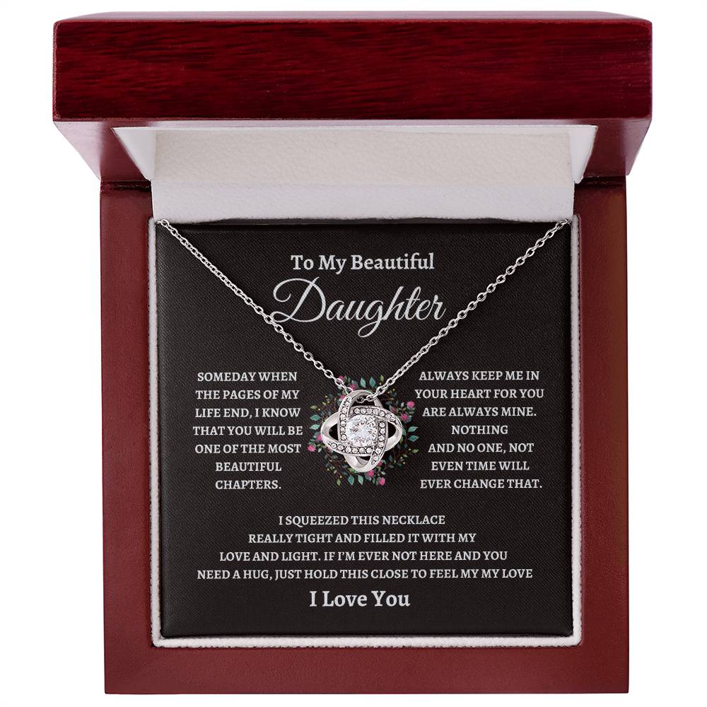 Daughter's Beautiful Love Knot Necklace with MC (Black)