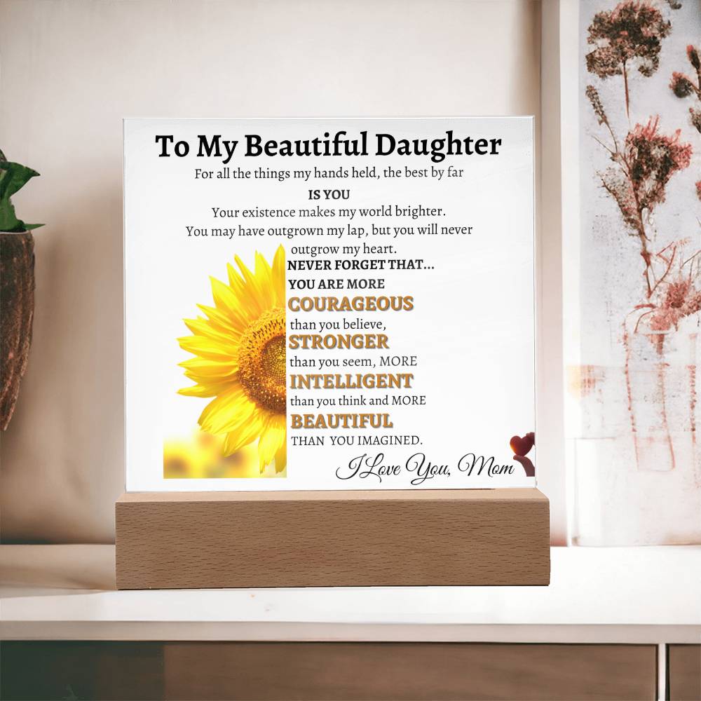 Mom's Love Reminder Plaque for Daughter with heart splash